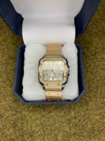 REWARD Auto Smooth Movement Square Watch – Gold Luxury Timepiece with Roman Numerals & Stainless Steel Strap