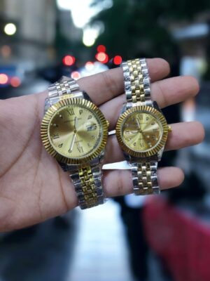 Luxury Gold Couple Watches – Classic Two-Tone Stainless Steel Timepieces