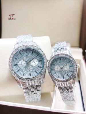 Luxury Iced-Out Rose Gold Couple Watches – Stylish & Elegant Timepieces